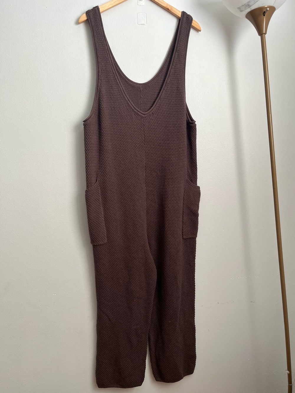 Free People Beach Hailee Sweater Jumpsuit Brown Overalls Slouchy - Picture 3 of 12